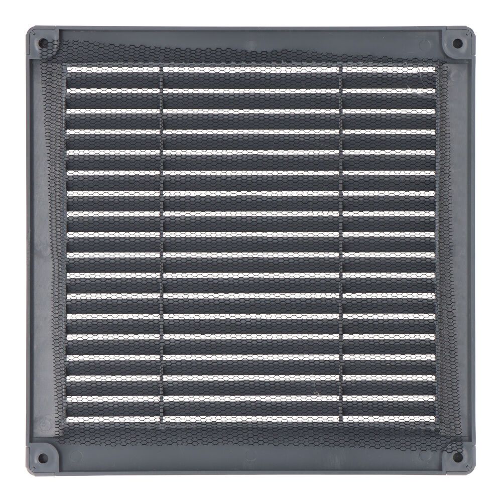 REJILLA VENTILACIÓN CUADRADA CON TAPONES Y MOSQUITERA 200x200x7mm ABS GRIS - Imagen 2