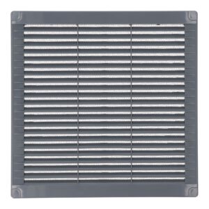 REJILLA VENTILACIÓN CUADRADA CON TAPONES Y MOSQUITERA 250x250x7mm ABS GRIS