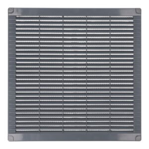 REJILLA VENTILACIÓN CUADRADA CON TAPONES Y MOSQUITERA 300x300x7mm ABS GRIS