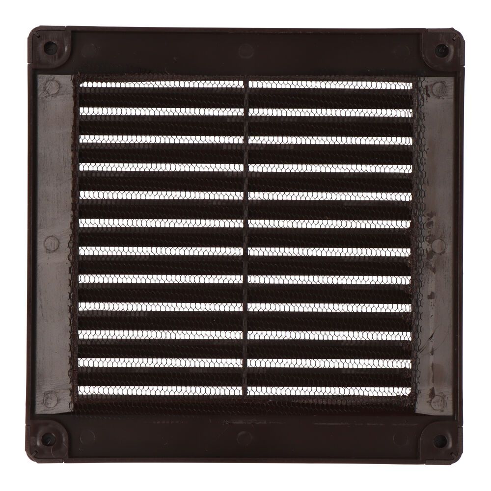 REJILLA VENTILACIÓN CUADRADA CON TAPONES Y MOSQUITERA 150x150x7mm ABS MARRÓN - Imagen 2