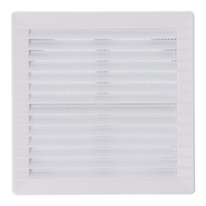 REJILLA VENTILACIÓN CUADRADA EMPOTRABLE AJUSTABLE Ø 80-150 CON MOSQUITERA 170x170x11,5mm ABS BLANCA