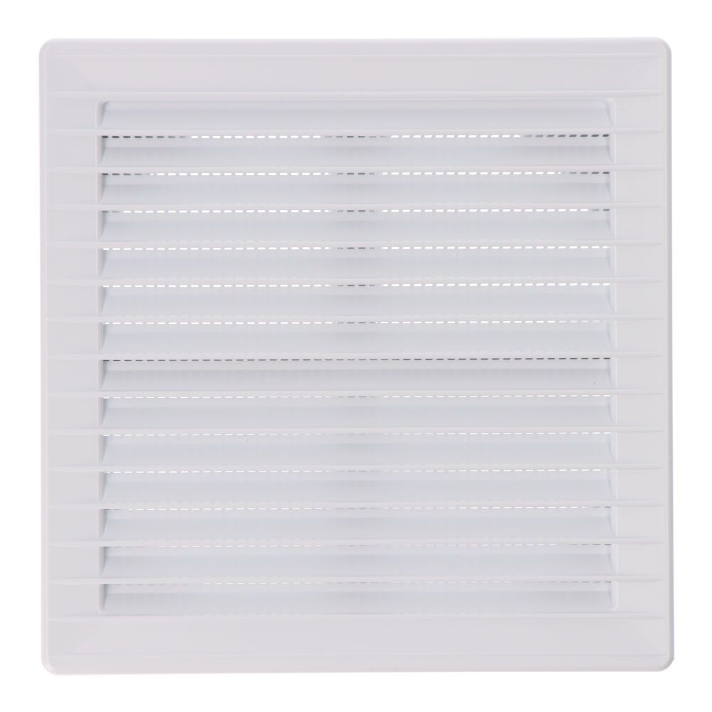 REJILLA VENTILACIÓN CUADRADA EMPOTRABLE AJUSTABLE Ø 80-150 CON MOSQUITERA 170x170x11,5mm ABS BLANCA