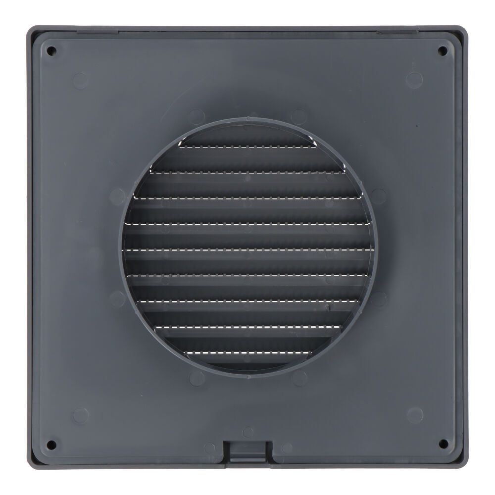 REJILLA VENTILACIÓN CUADRADA EMPOTRABLE Ø 100mm CON MOSQUITERA 170x170x11,5mm ABS GRIS - Imagen 2