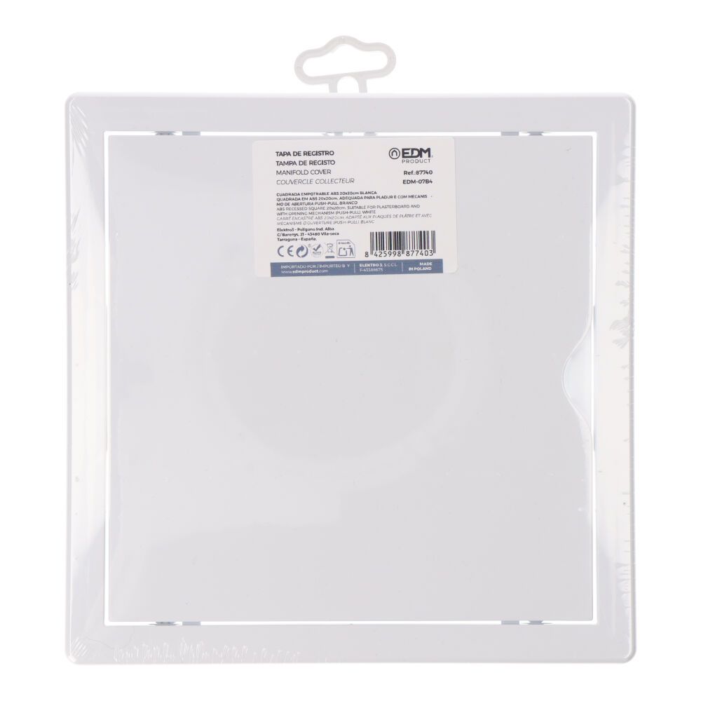 TAPA DE REGISTRO CUADRADA EMPOTRABLE ABS 20x20cm BLANCA - Imagen 3