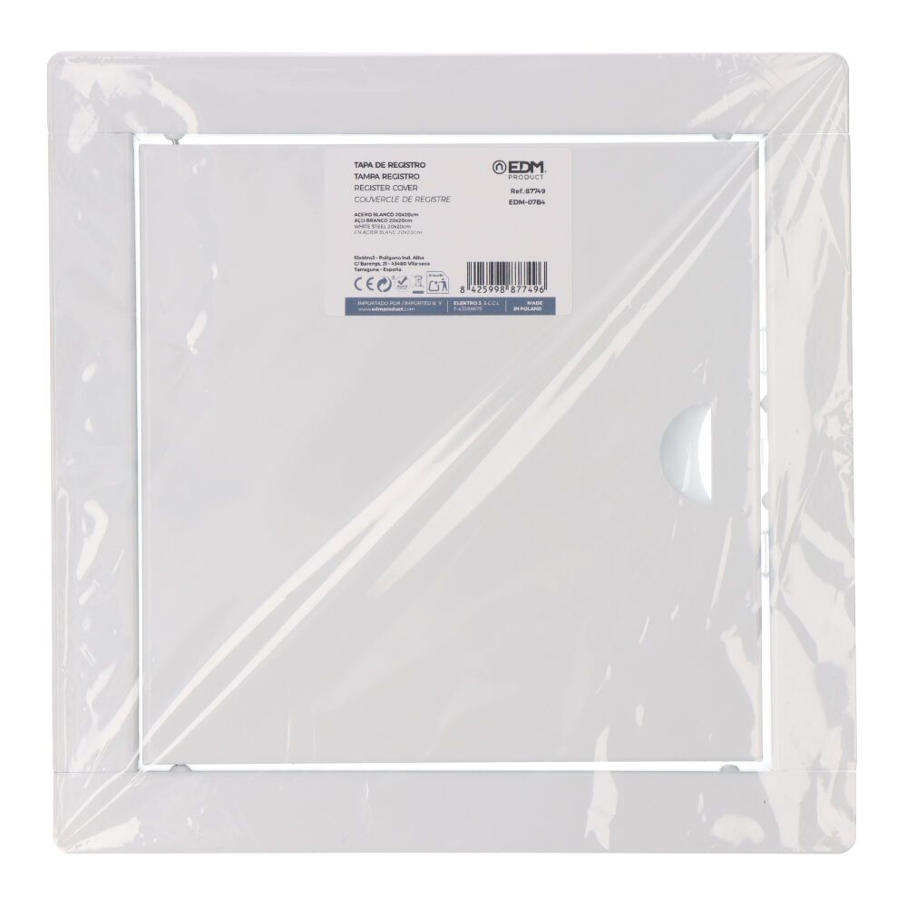 TAPA DE REGISTRO CUADRADA EMPOTRABLE ACERO 20x20cm BLANCA - Imagen 3