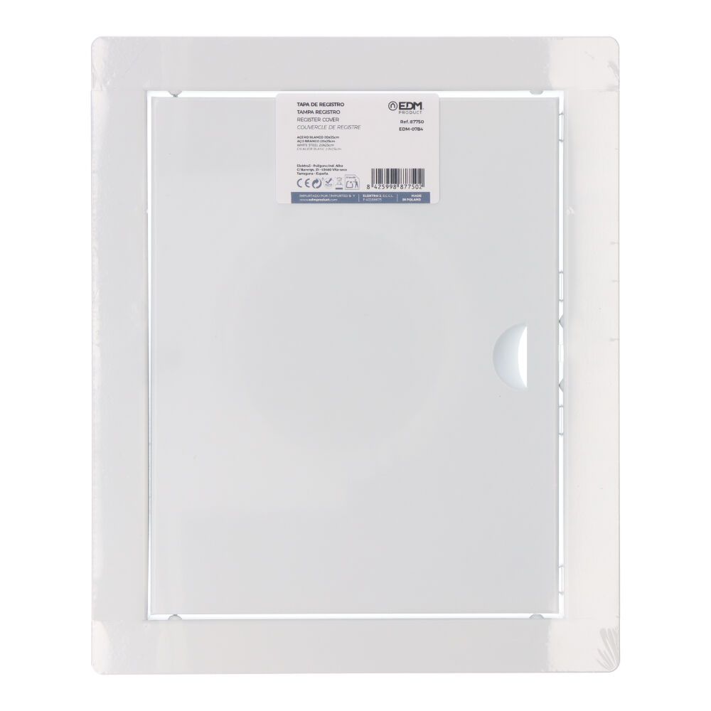 TAPA DE REGISTRO RECTANGULAR EMPOTRABLE ACERO 20x25cm BLANCA - Imagen 3