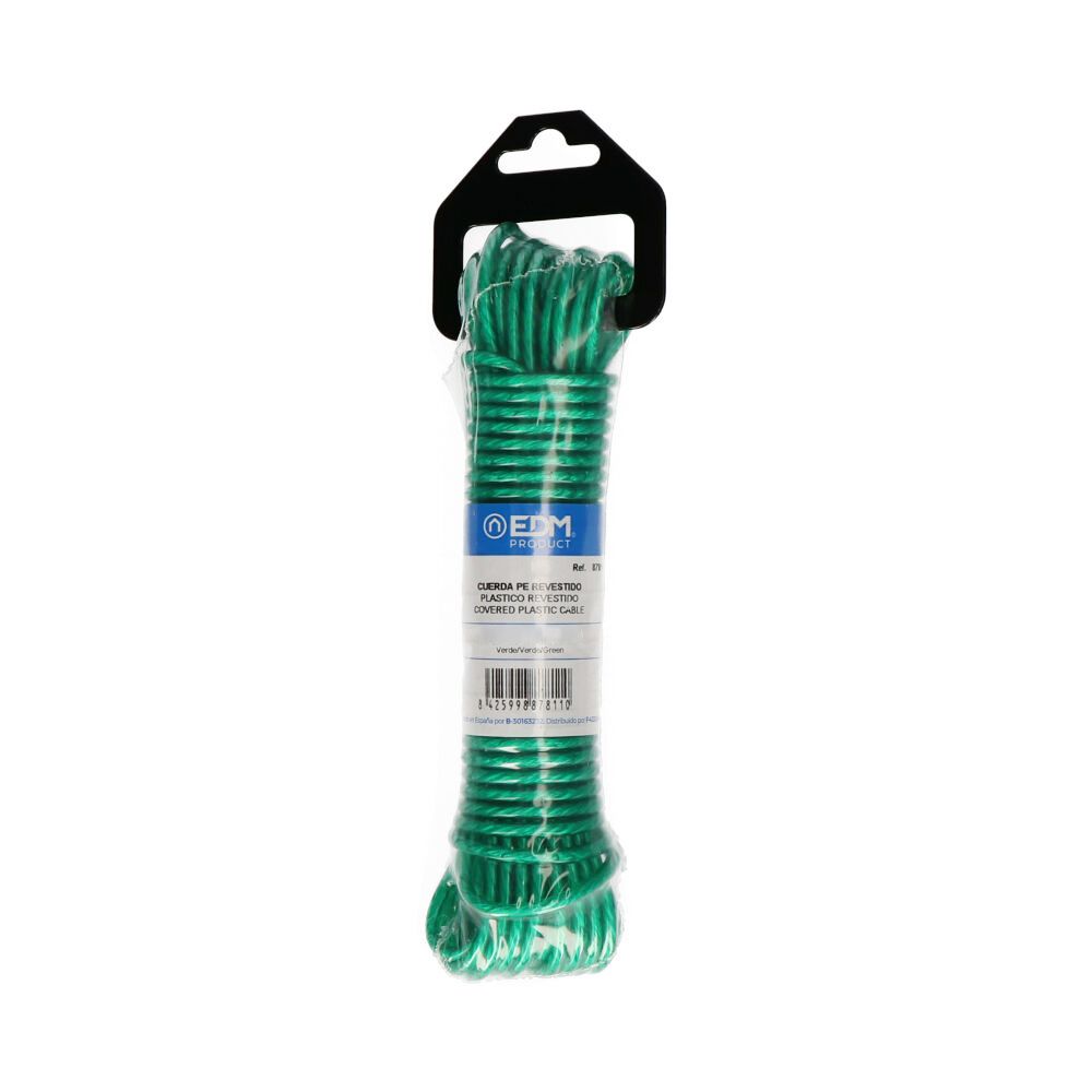 CUERDA PLÁSTICO VERDE REVESTIDO PVC TENDEDERO 15 m - Imagen 2