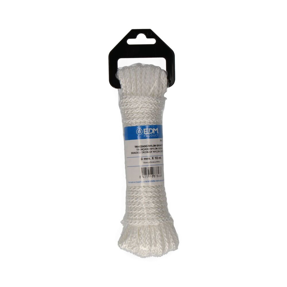 CUERDA TRENZADA NYLON BLANCO GRANATE, CALIBRE 6 mm x 10 m - Imagen 2