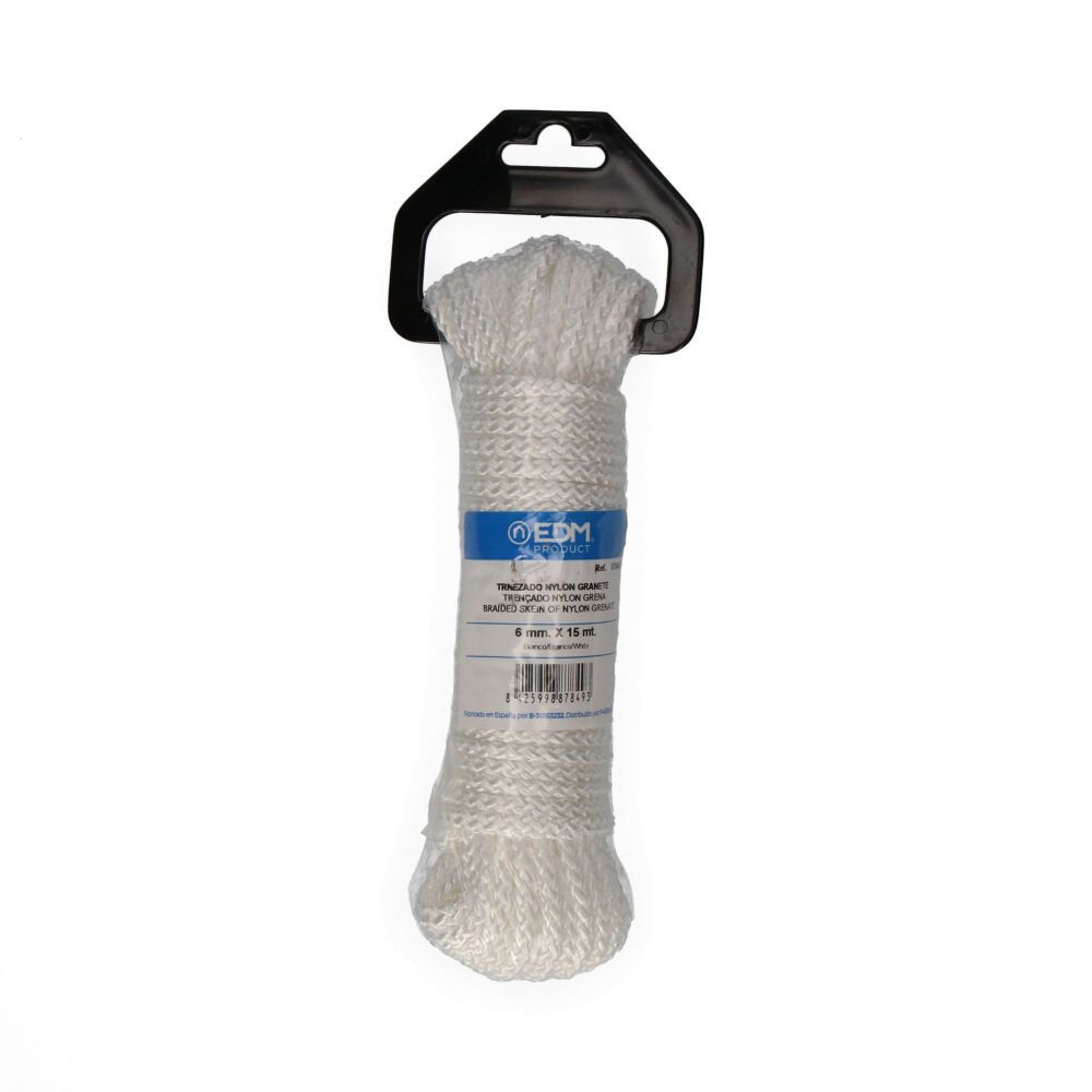 CUERDA TRENZADA NYLON BLANCO GRANATE, CALIBRE 6 mm x 15 m - Imagen 2