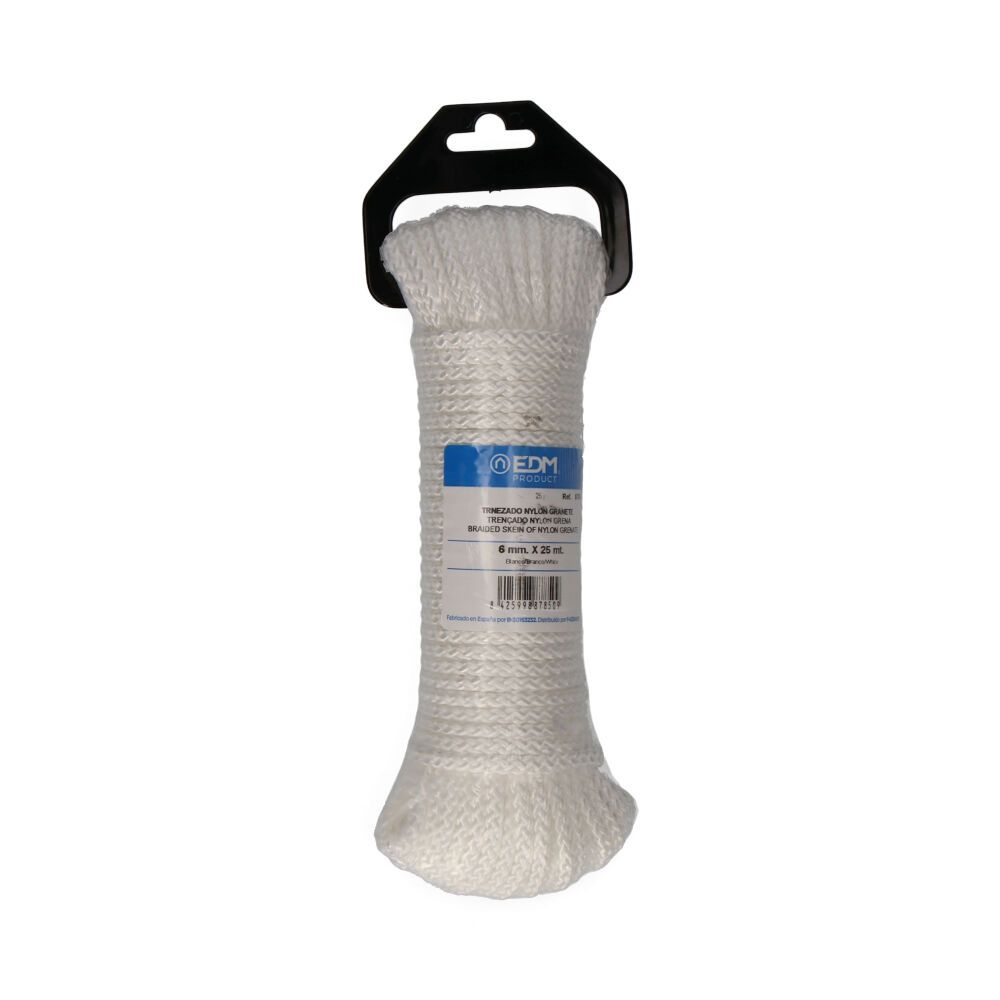 CUERDA TRENZADA NYLON BLANCO GRANATE, CALIBRE 6 mm x 25 m - Imagen 2