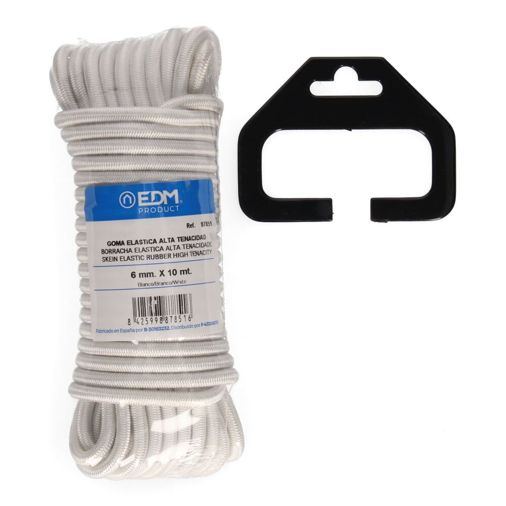 CUERDA DE GOMA ELÁSTICA BLANCA CALIBRE 6 mm x 10 m