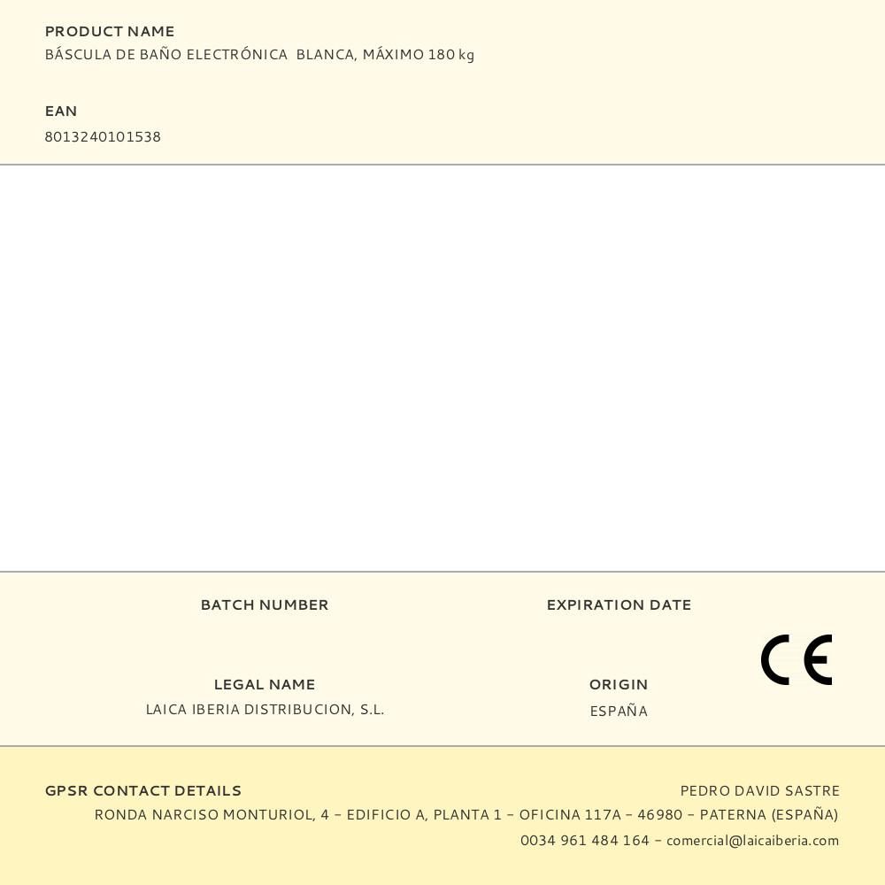 BÁSCULA DE BAÑO ELECTRÓNICA BLANCA, MÁXIMO 180 kg - Imagen 4