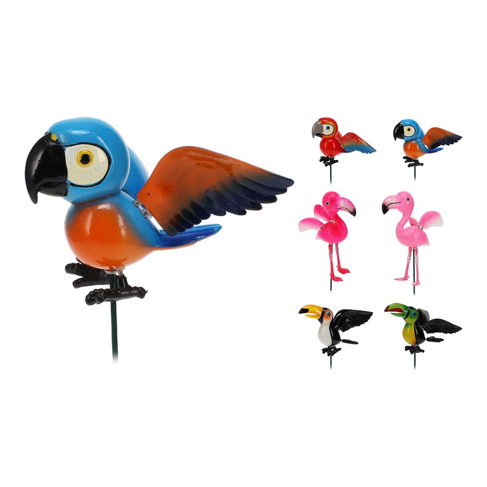 PÁJAROS DE DECORACIÓN PARA MACETAS, MODELOS VARIADOS, 125 x 140 x 670 mm