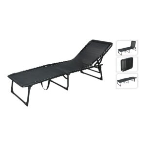 TUMBONA PLEGABLE METÁLICA COLOR NEGRO 190 x 56 x 86 cm
