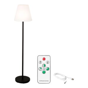 LÁMPARA DE PIE PARA EXTERIOR Y INTERIOR RECARGABLE CON MANDO A DISTANCIA COLOR BLANCO Y NEGRO 150 cm