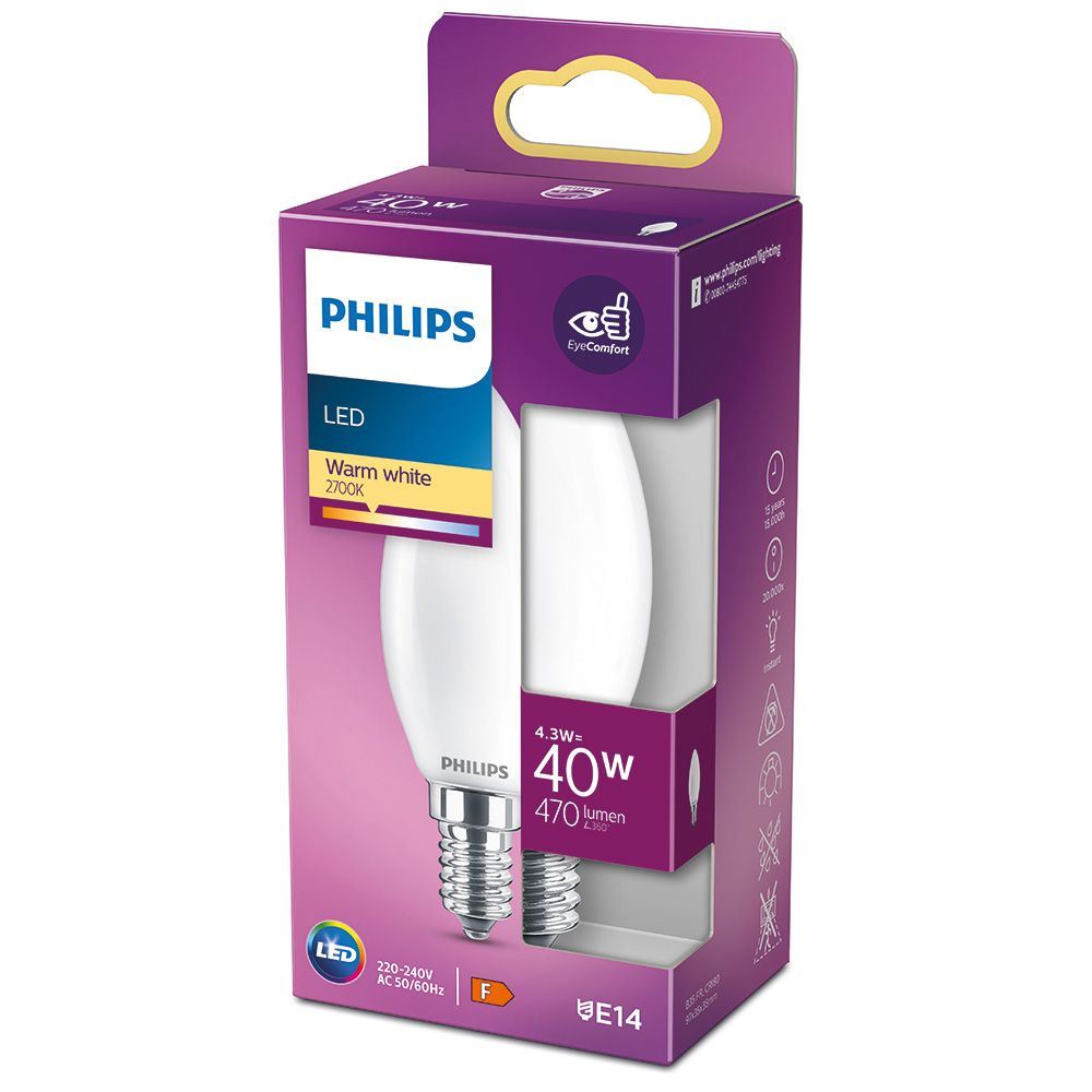 BOMBILLA VELA LED E14 4,3 w 470 lm 2700 k LUZ CALIDA Ø3,5 x 9,7 cm - Imagen 2