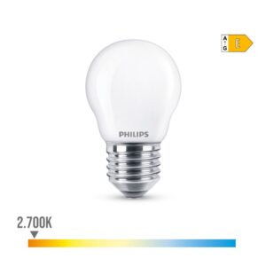 BOMBILLA ESFERICA LED E27 6,5 w 806 lm 2700 k LUZ CALIDA Ø4,5 x 7,8 cm