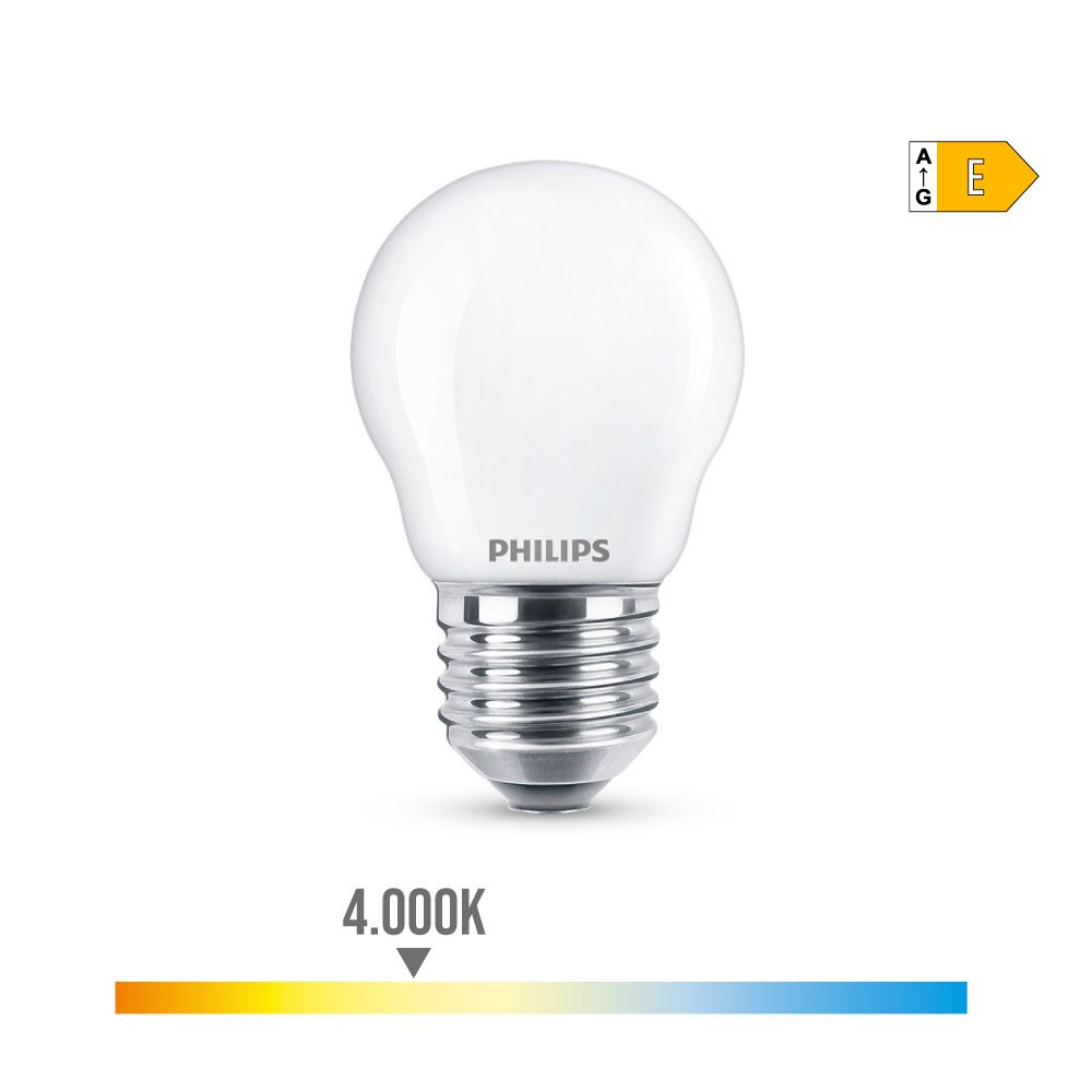 BOMBILLA ESFERICA LED E27 6,5 w 806 lm 4000 k LUZ DIA Ø4,5 x 7,8 cm