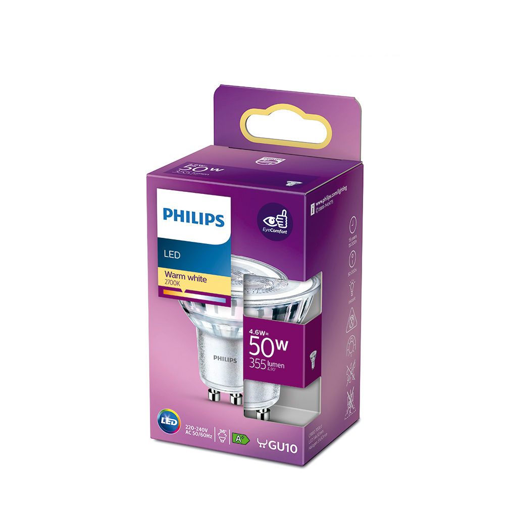 BOMBILLA DICROICA LED GU10 4,6 w 390 lm 2700 k LUZ CALIDA Ø5 x 5,4 cm - Imagen 2
