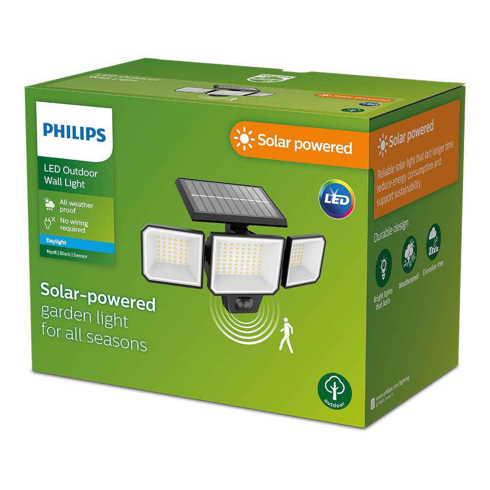 APLIQUE SOLAR NYSIL CON SENSOR, NEGRO, 8,7 W, 5000 K, 1000 lm - Imagen 3