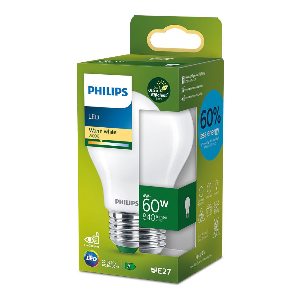 BOMBILLA ULTRA EFFICIENT LED CLASSIC E27 4 w 840 Im 2700 k Ø6 x 10,4 cm - Imagen 2