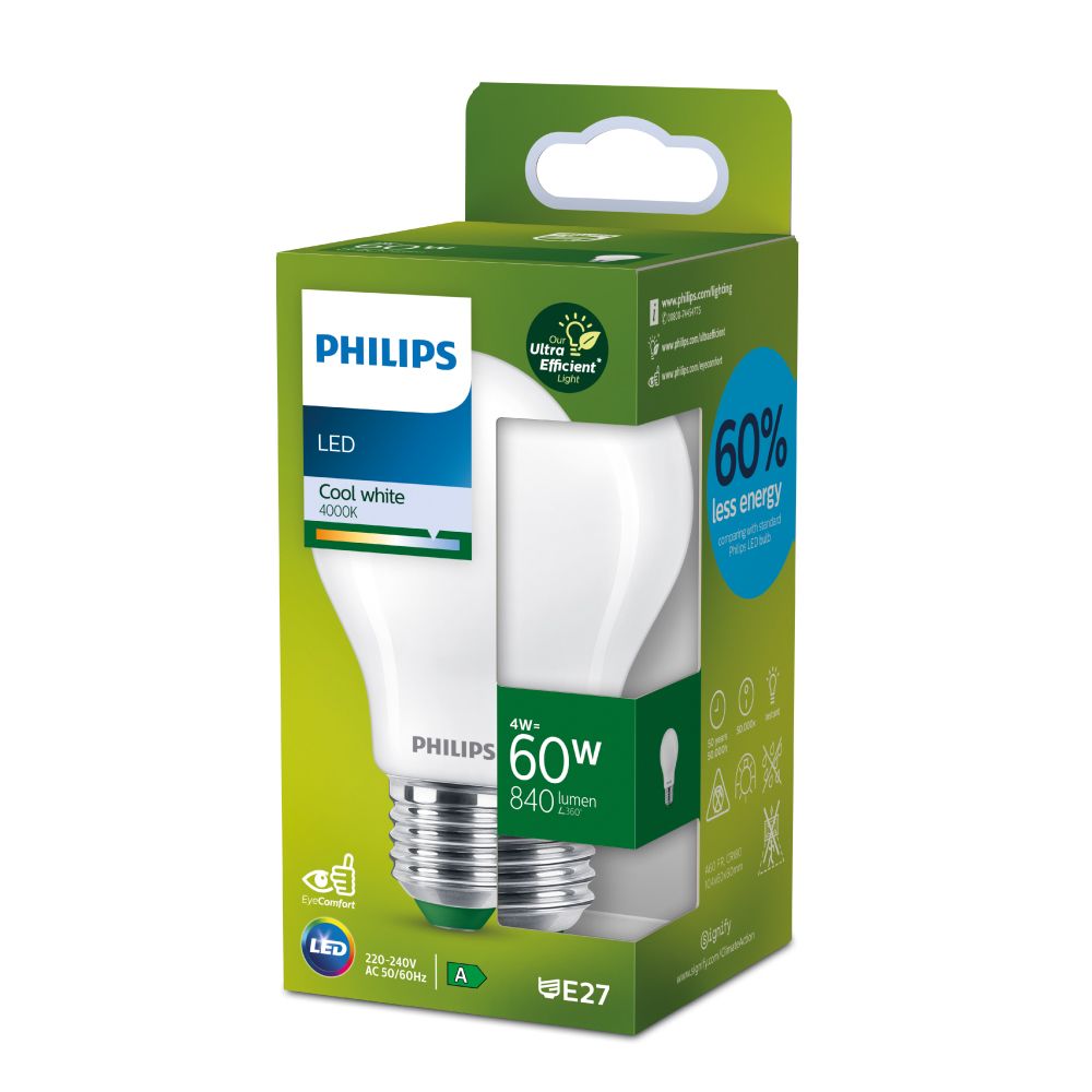 BOMBILLA ULTRA EFFICIENT LED CLASSIC E27 4 w 840 Im 4000 k Ø6 x 10,4 cm - Imagen 2
