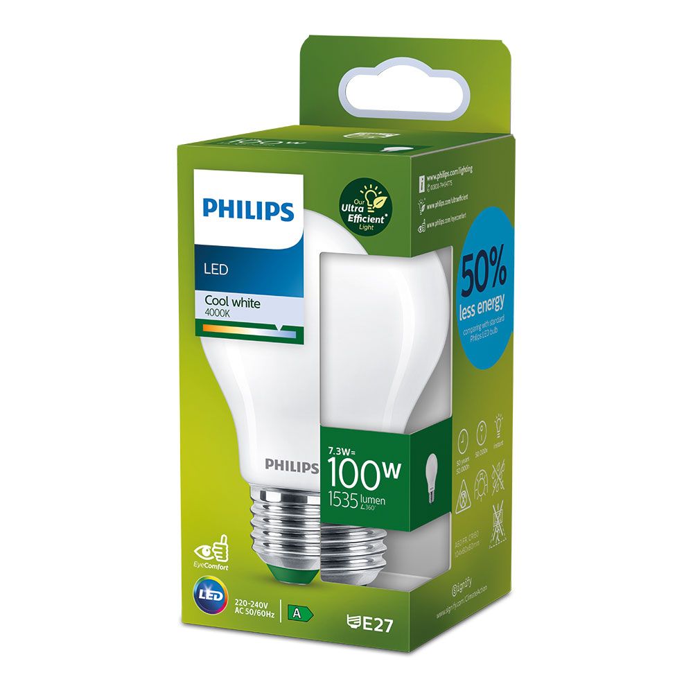 BOMBILLA ULTRA EFFICIENT LED CLASSIC E27 7,3 w 1535 Im 4000 k, Ø6 x 10,4 cm - Imagen 2