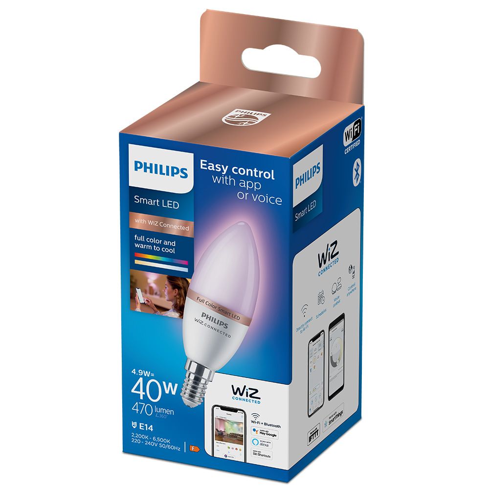 BOMBILLA INTELIGENTE VELA E14 4,9 w 470 lm 2200-6500 k FULL COLORS - Imagen 2