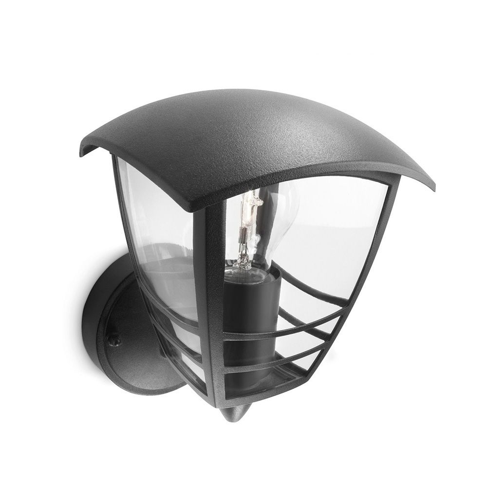 APLIQUE EXTERIOR CREEK E27 60 w SIN BOMBILLA, COLOR NEGRO, LUZ HACIA ARRIBA