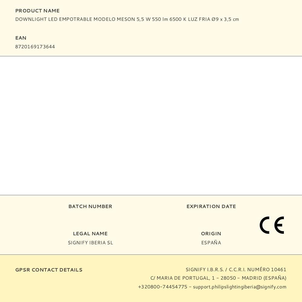 DOWNLIGHT LED EMPOTRABLE MODELO MESON 5,5 W 550 lm 6500 K LUZ FRIA Ø9 x 3,5 cm - Imagen 4