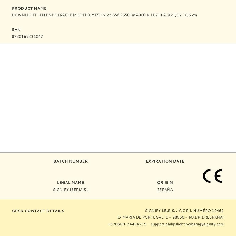DOWNLIGHT LED EMPOTRABLE MODELO MESON 23,5W 2550 lm 4000 K LUZ DIA Ø21,5 x 10,5 cm - Imagen 4