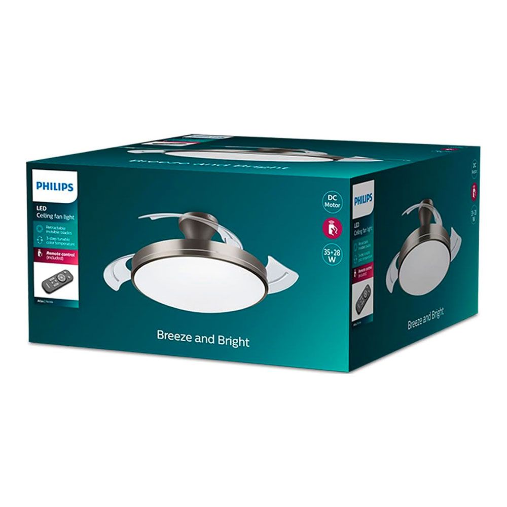VENTILADOR DE TECHO DE LED MODELO ATLAS. COLOR NIKEL. POTENCIA: 28 + 35 W ASPAS: Ø 106 cm CON MANDO A DISTANCIA - Imagen 2