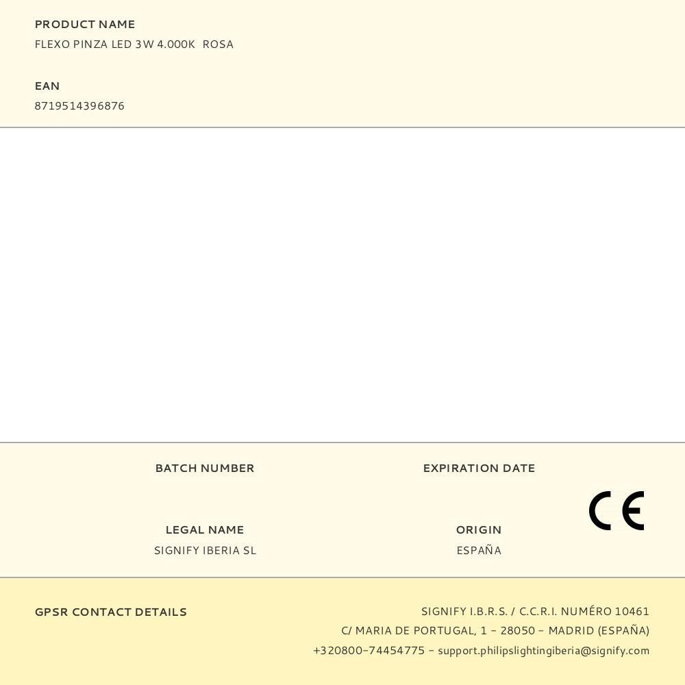 FLEXO PINZA LED 3W 4.000K ROSA - Imagen 4