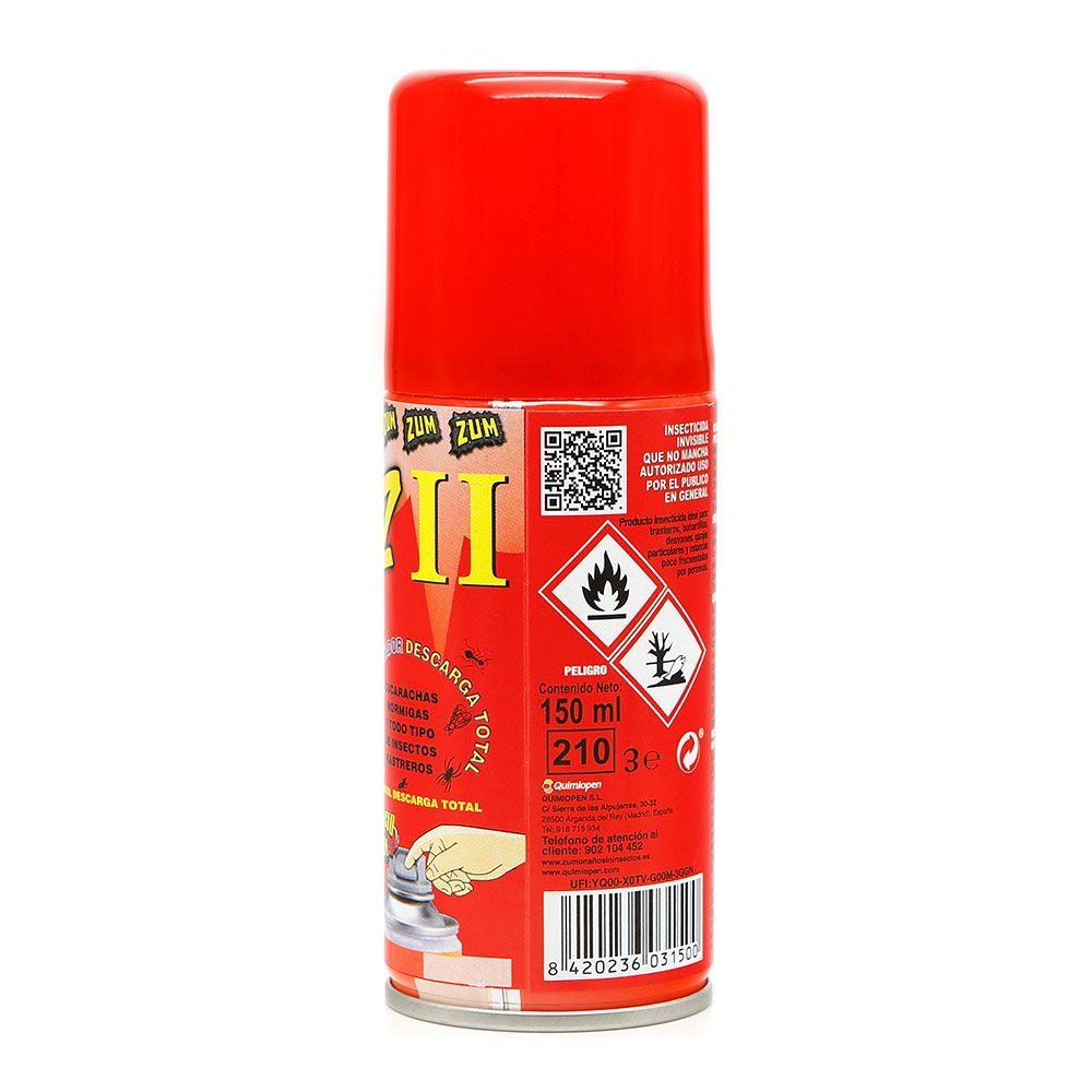 INSECTICIDA ZII INSECTOS RASTREROS Y VOLADORES, DESCARGA TOTAL, 150 ml - Imagen 2