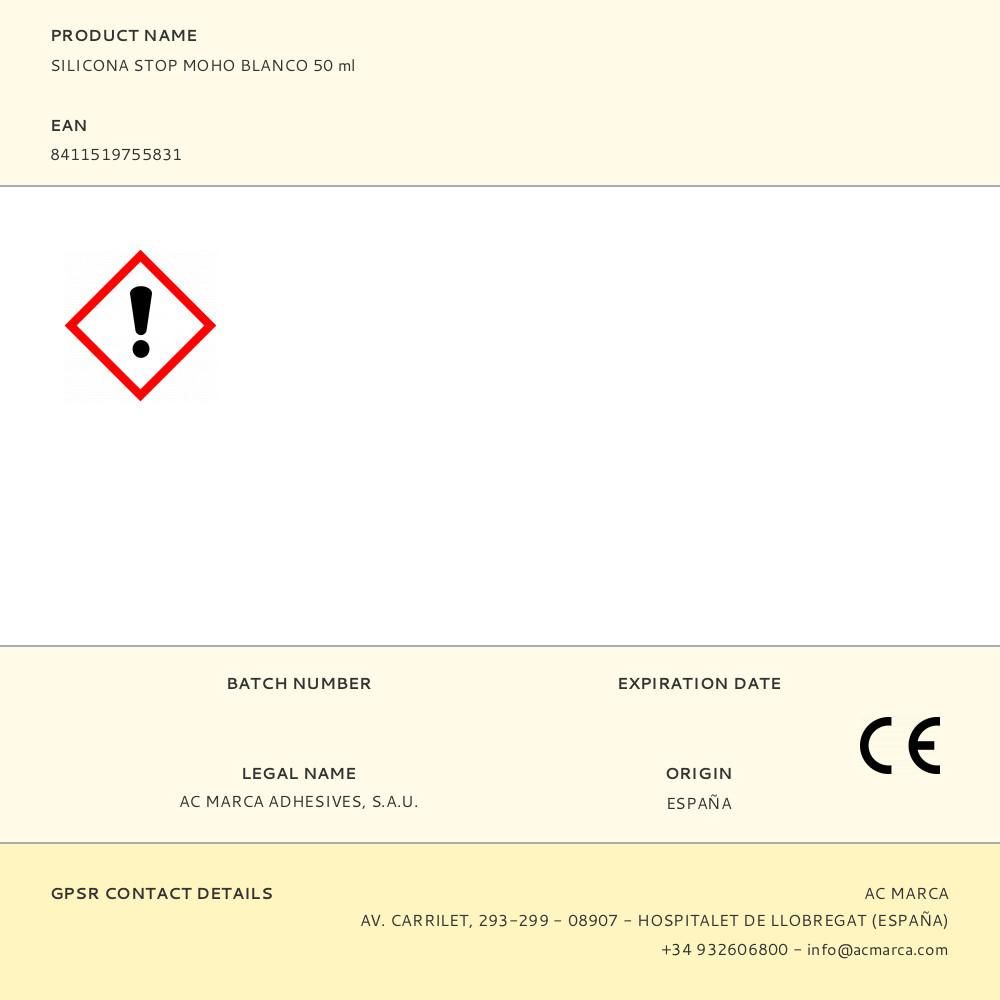 SILICONA STOP MOHO x5 BLANCO 50 ml - Imagen 2