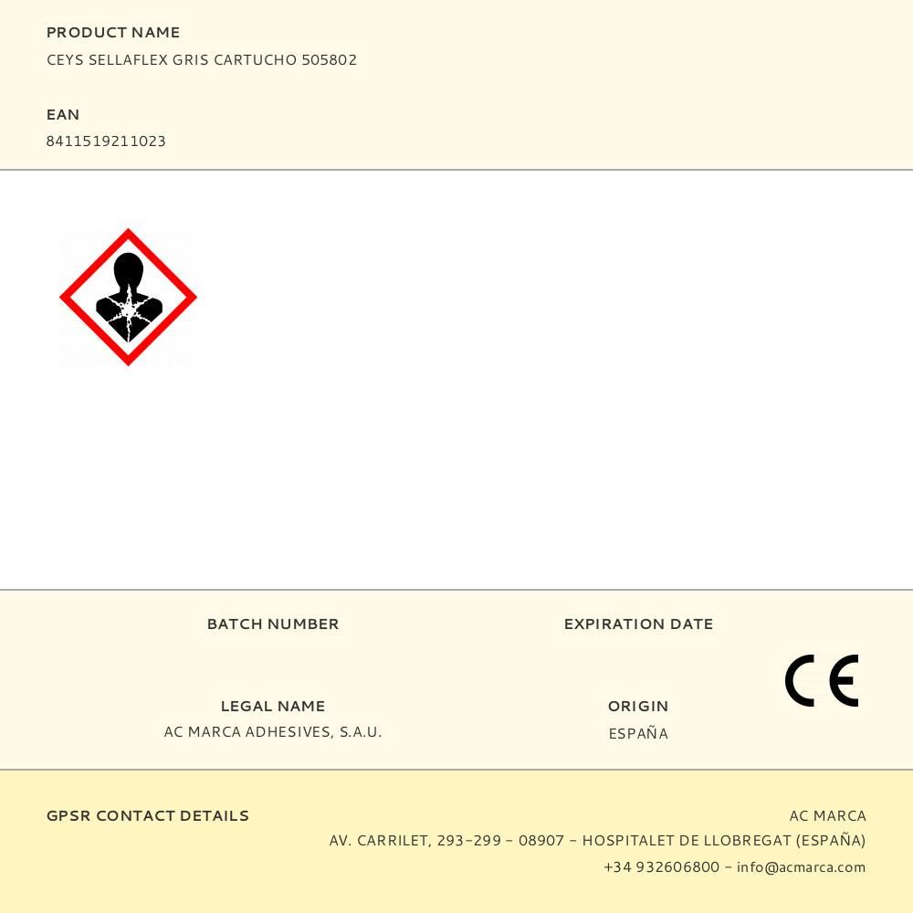 CEYS SELLAFLEX GRIS CARTUCHO 505802 - Imagen 2