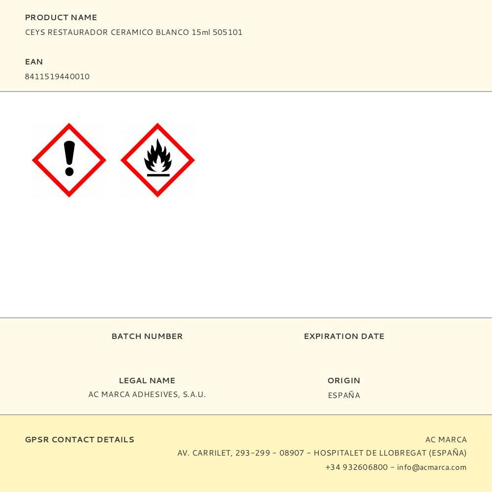 REPARADOR DE ESMALTE CERÁMICO BLANCO BRILLANTE 15 ml - Imagen 2