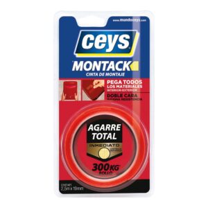 CINTA DOBLE CARA MONTACK AGARRE TOTAL 19 mm x 2,5 m, BLISTER