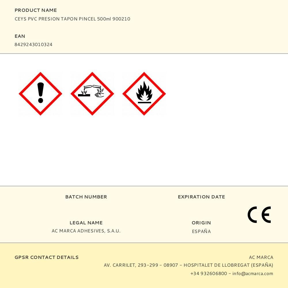 ADHESIVO PVC PRESION TAPON PINCEL 500 ml - Imagen 2
