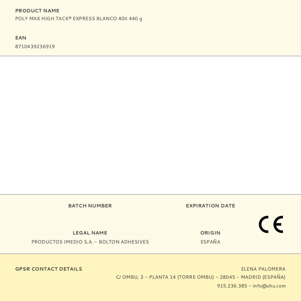 POLY MAX HIGH TACK® EXPRESS BLANCO 40% 440 g - Imagen 5