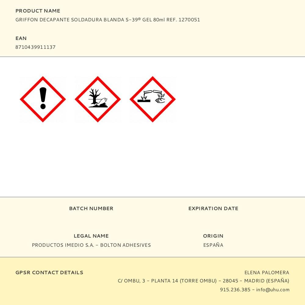 DECAPANTE SOLDADURA BLANDA S-39® GEL 80 ml - Imagen 2