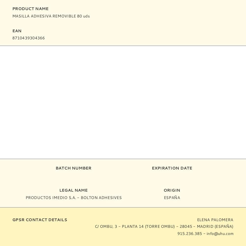 MASILLA ADHESIVA REMOVIBLE 80 uds - Imagen 2