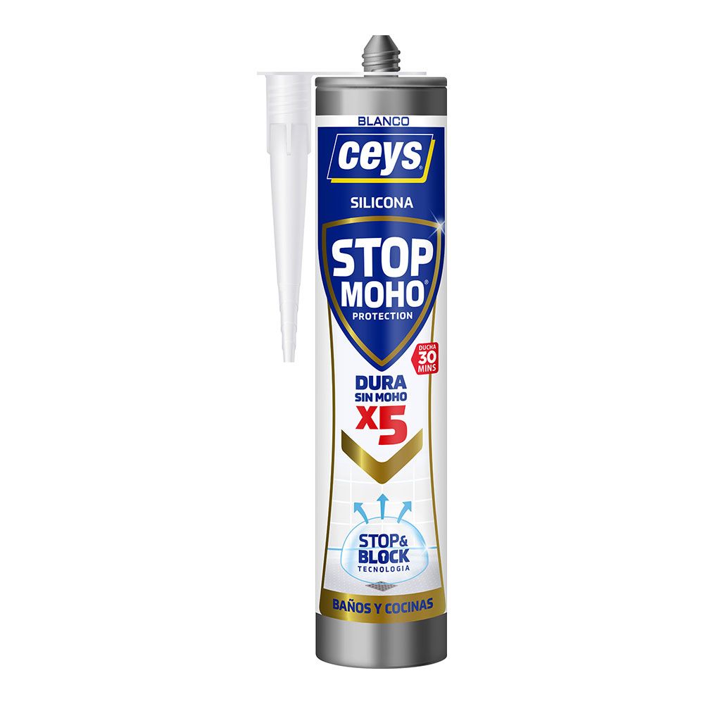SILICONA STOP MOHO x5 BAÑOS Y COCINAS BLANCO 280 ml