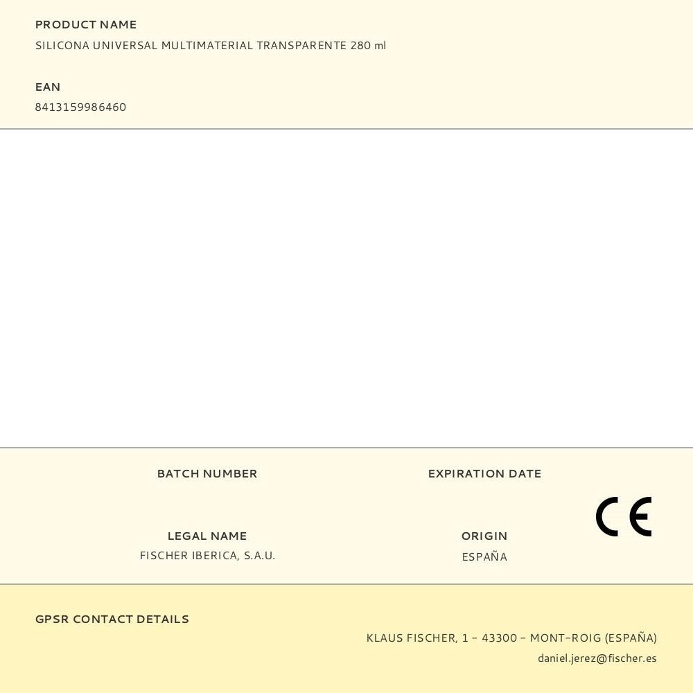 SILICONA UNIVERSAL MULTIMATERIAL TRANSPARENTE 280 ml - Imagen 2