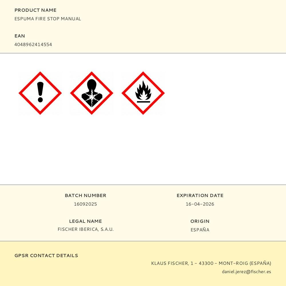 ESPUMA FIRE STOP MANUAL - Imagen 2