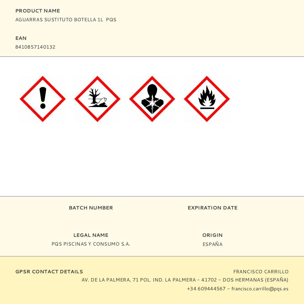 AGUARRAS SUSTITUTO BOTELLA 1L PQS - Imagen 2
