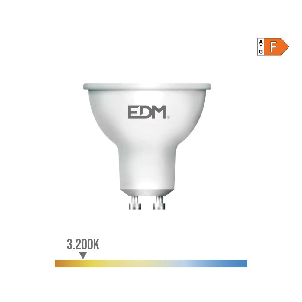 BOMBILLA DICROICA LED GU10 7 w 600 lm 3200 k LUZ CALIDA 120° Ø5 x 5,5 cm
