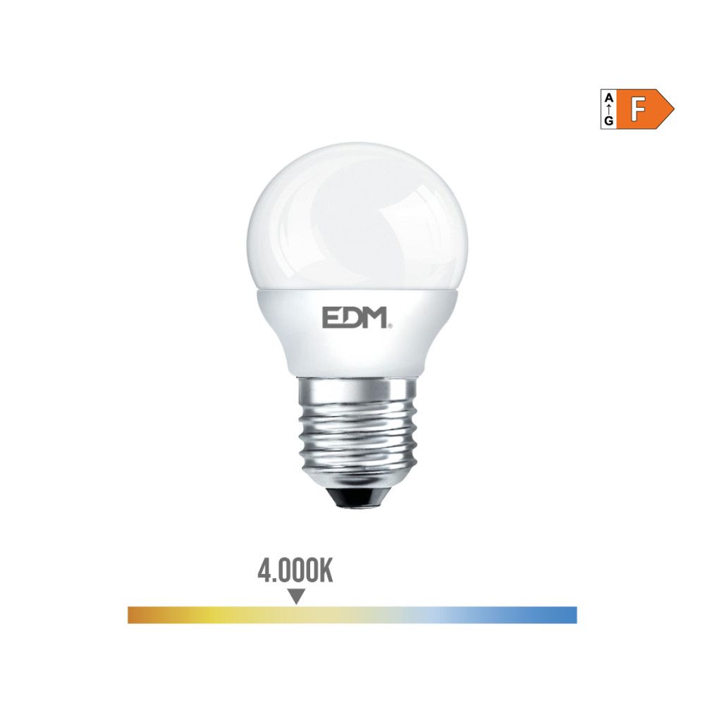BOMBILLA ESFERICA LED E27 7 w 600 lm 4000 k LUZ DIA Ø4,5 x 8 cm