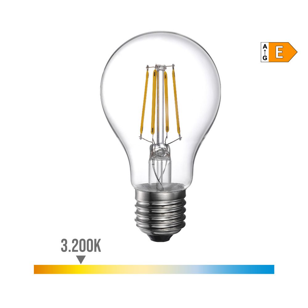BOMBILLA STANDARD CON FILAMENTO DE LED E27 4 W 500 lm 3200 K LUZ CALIDA Ø6 x 10,6 cm