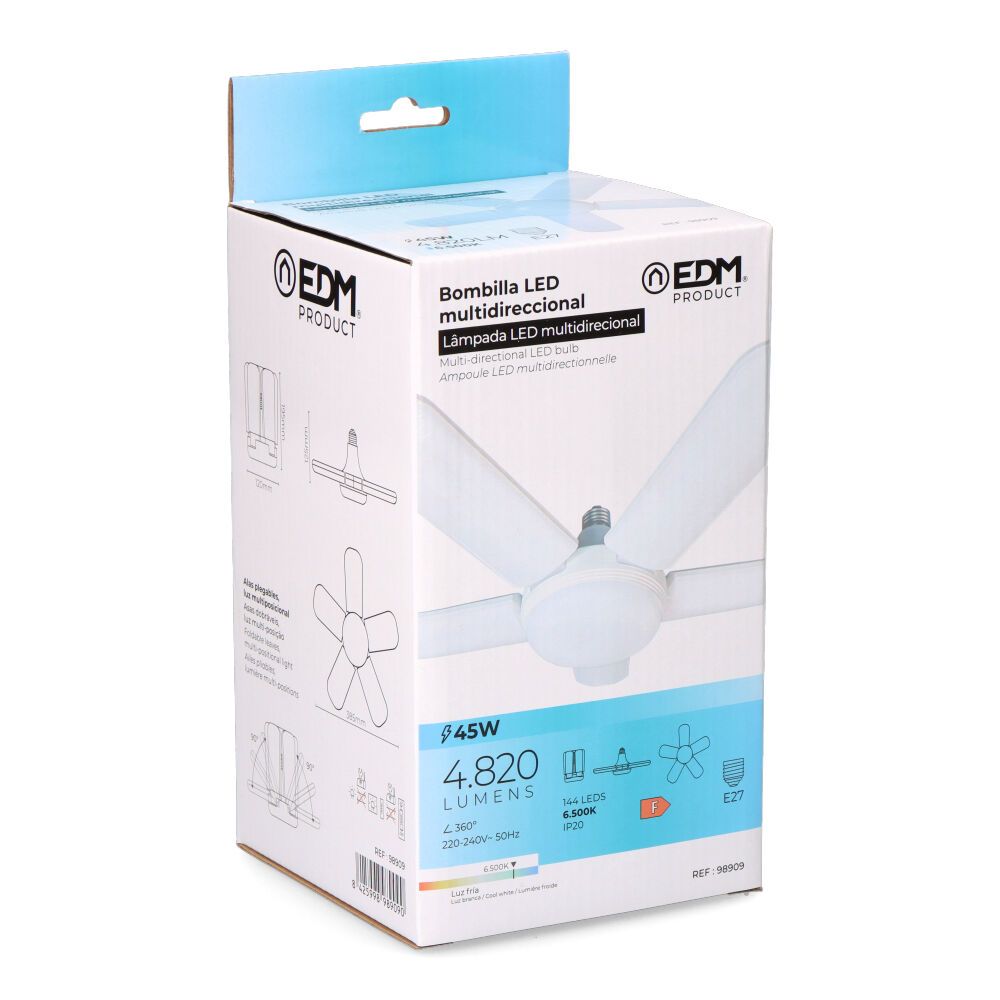 BOMBILLA LED MULTIDIRECCIONAL, CASQUILLO E27, POTENCIA 45 W 4265 lm, LUZ FRÍA - Imagen 6
